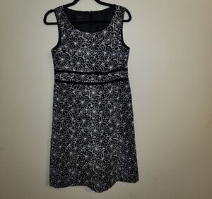 Talbots Black and White Floral Midi Dress